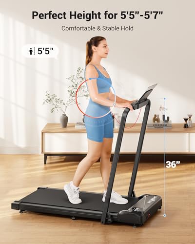 THERUN Under Desk Walking Treadmill with Foldable Handle Bar — Black / Remote Control