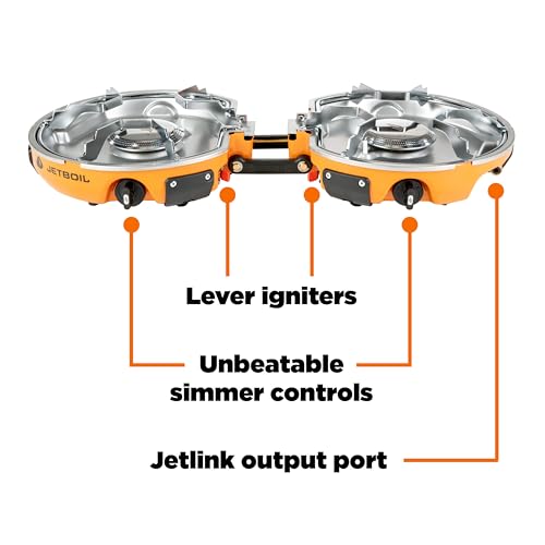 Jetboil Genesis Basecamp Orange Backpacking Camping Stove with Cookware System