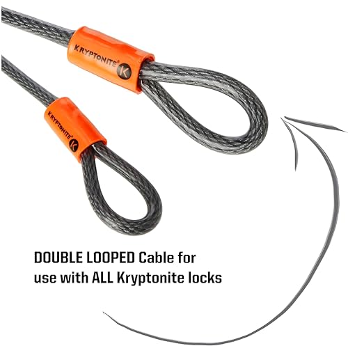 Kryptonite KryptoFlex 410 Double Loop Security Cable, 4FT Long Braided Steel Flex Bike Lock Anti-Theft Cable with Looped Ends for Outdoor Equipment, 10mm Thick