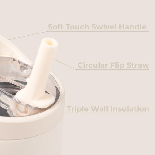 HydroJug Sport - 32oz Stainless Steel Tumbler with Straw | Vacuum Insulated & Leakproof, Cream
