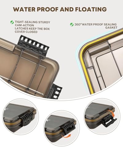 2pcs Waterproof 3700 Tackle Trays with Removable Dividers for Fishing - 14x8.7x2.2 Inch