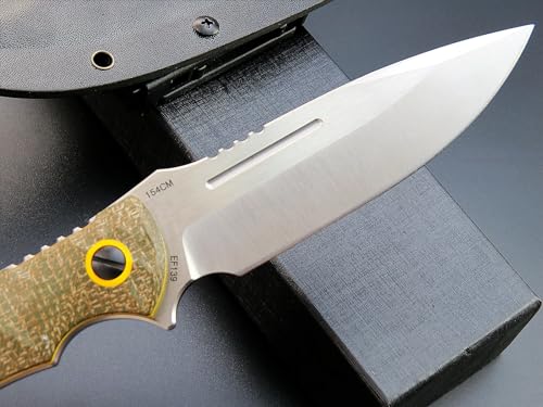 Eafengrow EF139 Fixed Blade Knife with 154CM Steel Blade, Micarta Handle, Army Green, Full Tang, Survival & Camping Tool