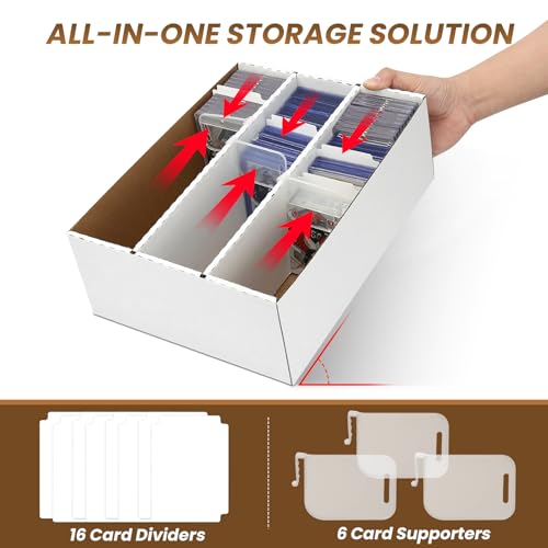 2-Pack Toploader Trading Card Storage Box with Dividers & Labels - 4800 Count, 3-Row Variation