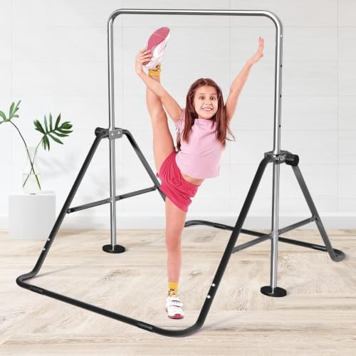Black FBSPORT Adjustable Kids Gymnastics Horizontal Bar for Training & Flexibility