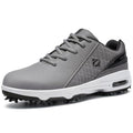 Men's Waterproof Golf Shoes Wide Spiked Non Slip Grey White - FENLERN 10
