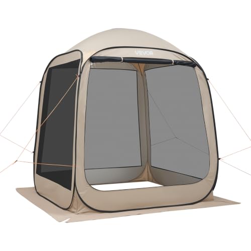 Beige VEVOR 6x6.7 ft Pop-Up Screen House Tent for Outdoor Gatherings