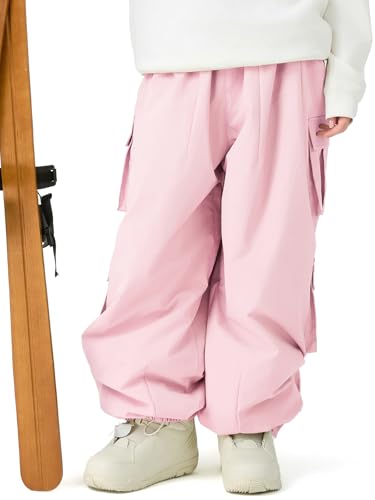 Unisex XL Pink Insulated Waterproof Cargo Snow Pants - Ski & Snowboard Gear