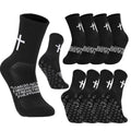 Christian Cross Print Socks 4/6 Pairs Black 4:13 Variation - Faith-Based Athletic Socks