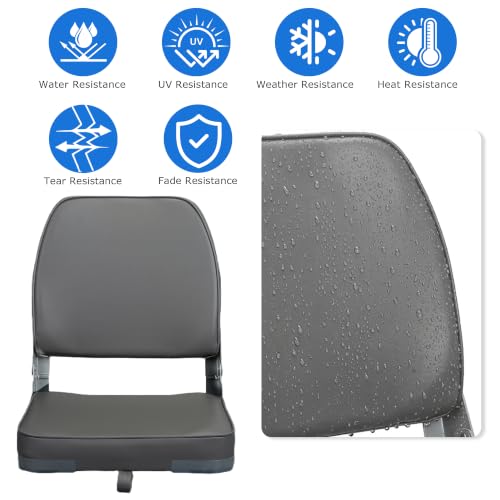 ERGOSEAT Folding Boat Seat 2 Pack Gray Low Back Fishing Seat Fits Jon Bass