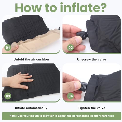 Inflatable Stadium Seat Cushion - Memory Foam, Portable for Travel, Camping & Indoor Use - Standard