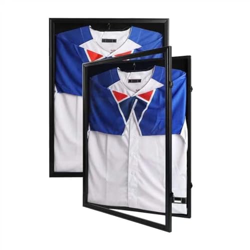 Large Lockable Jersey Display Case 2 Pack - Black Shadow Box with Anti-Fade Acrylic