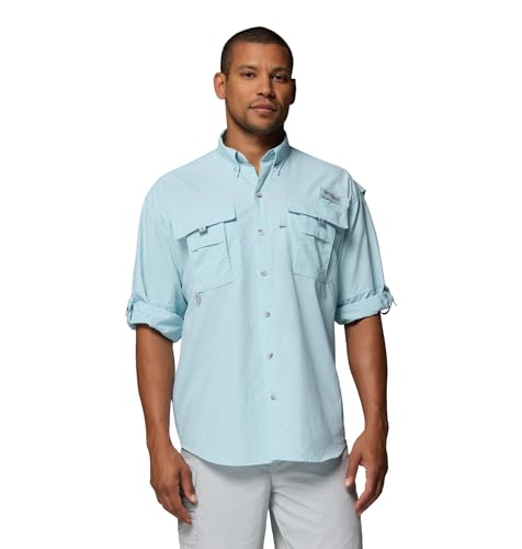 Columbia Men's PFG Bahama II Long Sleeve Shirt Large Marine Light - Fishing & Sun Protection