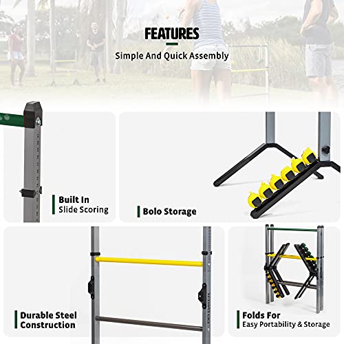 EastPoint Sports Gater Ladderball Set with Steel Ladders & Bolos - Outdoor Yard Game Grey/Yellow