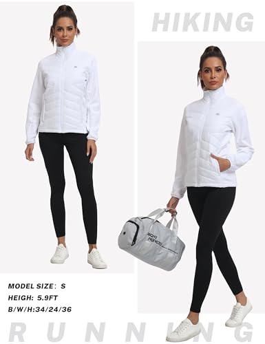 Women’s Lightweight Insulated Hiking Jacket Fleece Lined - Medium White