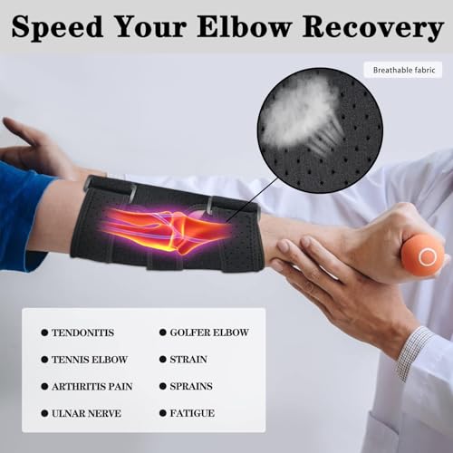 Cubital Tunnel Elbow Brace Ulnar Nerve Support Small Black - Night & Sports Support