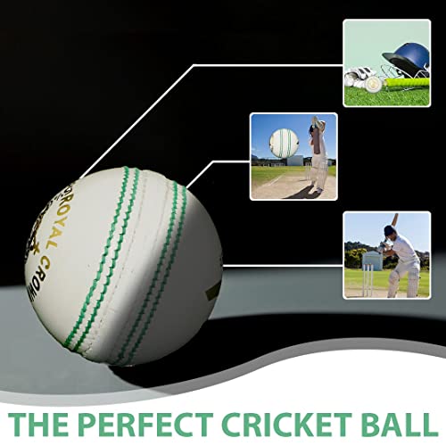 White Cricket Balls Pack of 6 - Genuine Leather, Professional Match-Grade