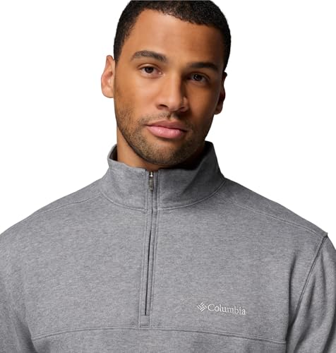 Columbia Men’s Hart Mountain II Half Zip Charcoal Heather Large - Warm Fleece Pullover