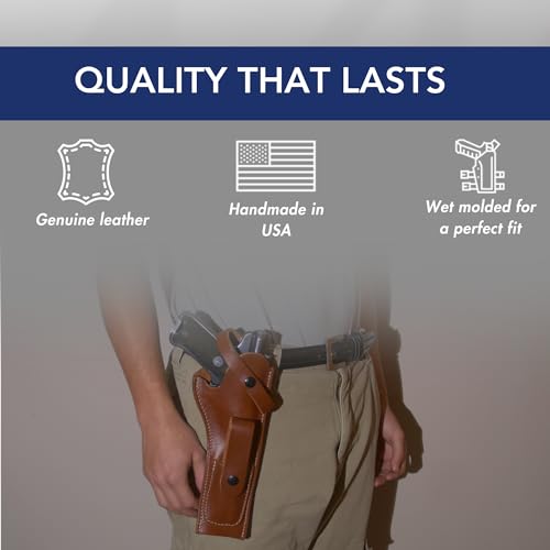 Leather Gun Holster with Mag Pouch for Ruger MK I-IV - Right Hand, Mahogany