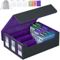 Purple 3-Row Trading Card Storage Box for 2400+ Cards with Dividers & Supports