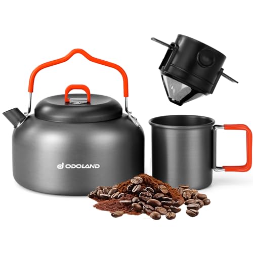 Camping Coffee Pot Set 1.2L with Mug & Filter for Outdoor Brewing