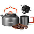 Camping Coffee Pot Set 1.2L with Mug & Filter for Outdoor Brewing