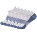 Copper Compression Socks for Circulation Support - Small-Medium, 6 Pairs White & Blue