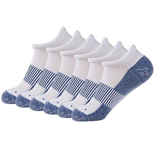 Copper Compression Socks for Circulation Support - Small-Medium, 6 Pairs White & Blue