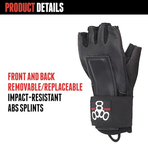 Black Large Wrist Protection Gloves with Removable Impact Wrist Guards for Skateboarding & Rollerblading