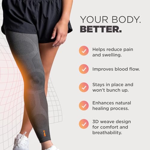 Incrediwear Leg Sleeve 2 Pack - Black Large Full-Length for Pain Relief