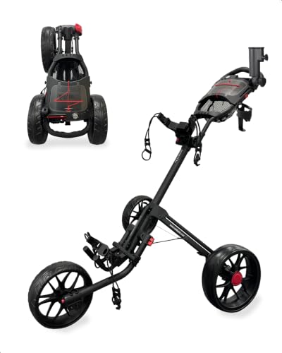 Caddytek CaddyLite 15.3 V2 Golf Push Cart - Black Lightweight Foldable Aluminum with EVA Wheels, Handle & Accessories