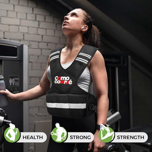 12-18 lb Adjustable Weighted Vest for Men & Women with Pockets - Black