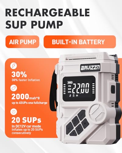 Rechargeable SUP Pump 59.2Wh Gray Electric Paddle Board Inflator 22PSI