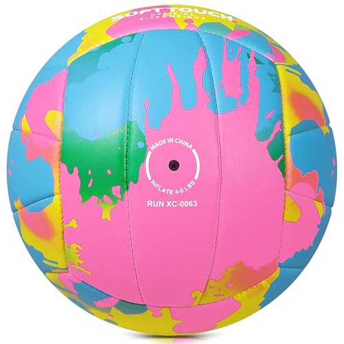 Beach Volleyball Official Size 5 Soft PU Ball - Waterproof Indoor/Outdoor (Pink/Yellow) - Runleaps