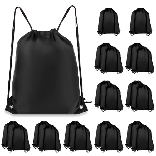 20 Pcs Drawstring Gym Bags with Black Backpack for Sports Travel and Swimming