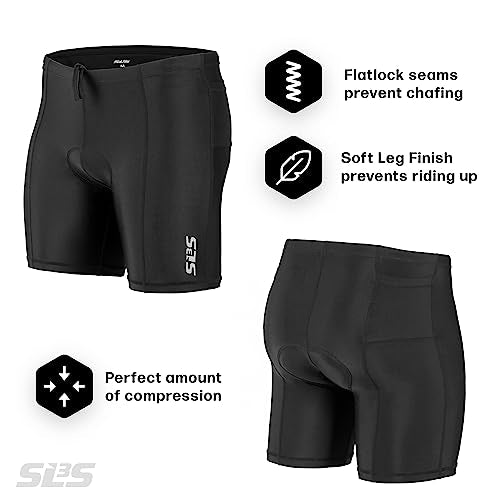 SLS3 Men's Triathlon Shorts Large Midnight with 2 Pockets – Quick-Dry Activewear
