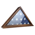American Flag Display Case 5'x9.5' Walnut Wall Mount Shadow Box with Glass Front