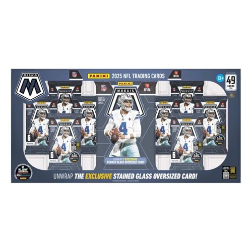 2025 Panini Mosaic Football Trading Card Box with Stained Glass Oversized Card