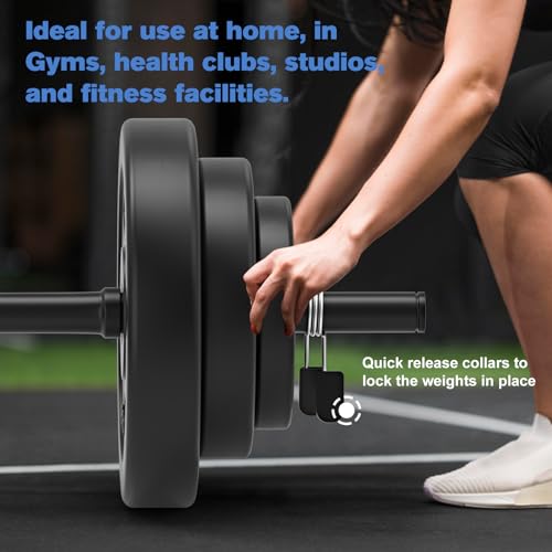 DERACY Adjustable 43lb Olympic Barbell Weight Set with 6 Plates & Foam Shoulder Pad