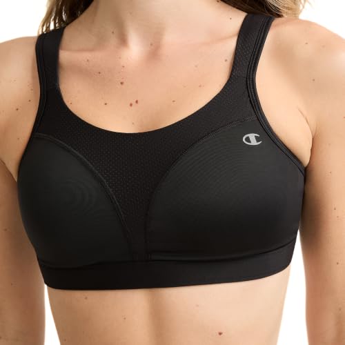 Women's High-Impact Sports Bra 36D Black - Maximum Support & Breathable Moisture-Wicking Fabric