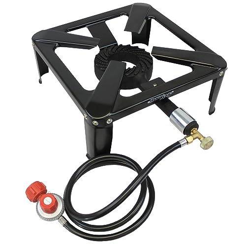 Flame King 120K BTU Heavy Duty Propane Burner for Turkey Fryer & Outdoor Cooking