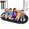 SereneLife Black 67" Oval Saucer Swing Set with Weatherproof Hanging Kit, Supports 700 lbs