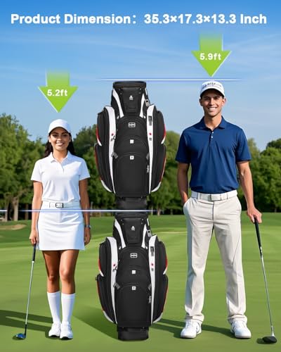 Vancropak Golf Cart Bag with 15-Way Divider Top - Black-Red-White