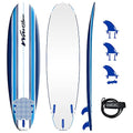 WaveStorm 7ft Classic Soft Top Foam Surfboard - Beginner & All Levels Complete Set with Fins & Leash - Blue Pinline (Surfboard)