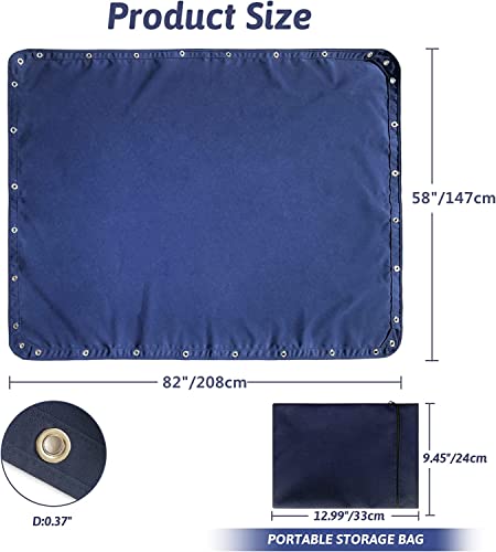 TeBaisea 82x58 Inch Dark Blue Marine Boat Shade Cover - Waterproof UV Protection