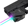 HiLight Tactical Cyan & Purple Laser Flashlight 700 Lumens, Gun Rail Mount, Rechargeable, Military Aluminum - Black Variant