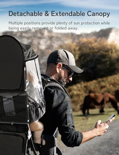 Besrey Toddler Hiking Backpack Carrier with Sunshade - Black Adjustable Padded Straps