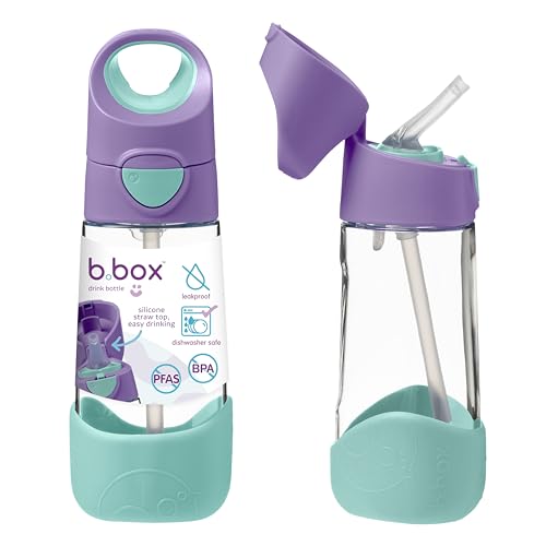 Kids Water Bottle with Straw - 15 oz Lilac Pop, Tritan Toddler Sippy Bottle