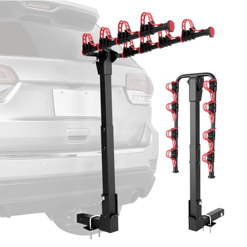 4 Bike Hitch Mount Rack for Car - Heavy Duty Steel, 245 lbs Capacity, Foldable & Tilt