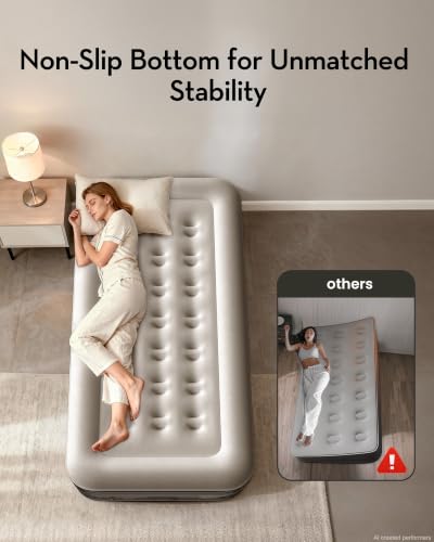 OhGeni Twin Air Mattress with Built-In Pump, 18 Inch Raised Bed - Black, Twin