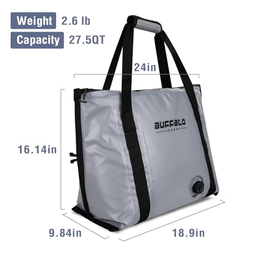Gray Buffalo Gear 27.5QT Insulated Fish Cooler Bag Waterproof Leakproof